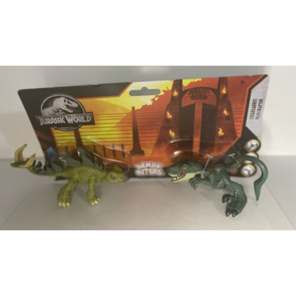 Jurassic World Bendy Biters Figures, Dinosaur 2-Pack, Stegosaurus, Velociraptor - Picture 8 of 12